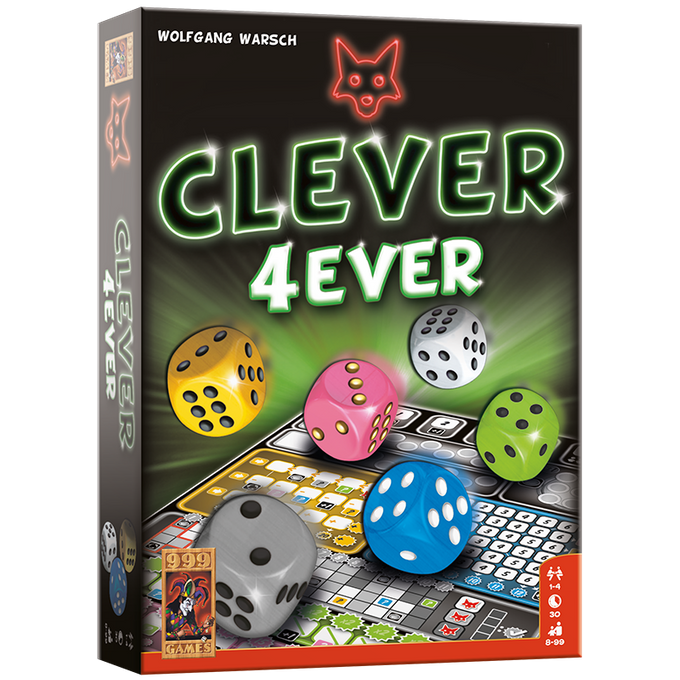 Gesloten doos voorkant van Clever 4Ever dobbelspel