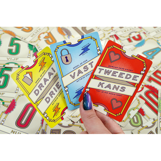 Detail van actiekaarten in Flip 7