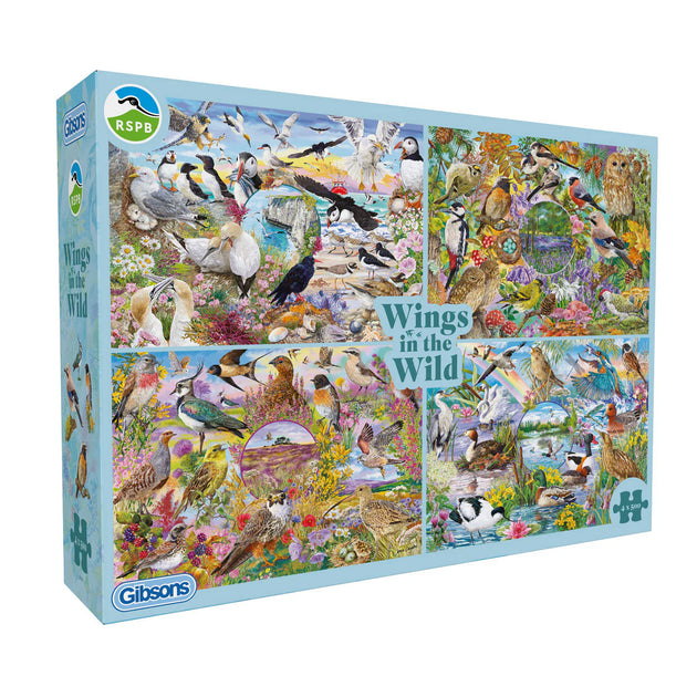 RSPB Wings in the Wild - 4 X 500 stukjes Puzzels - Gibsons G5074, doos
