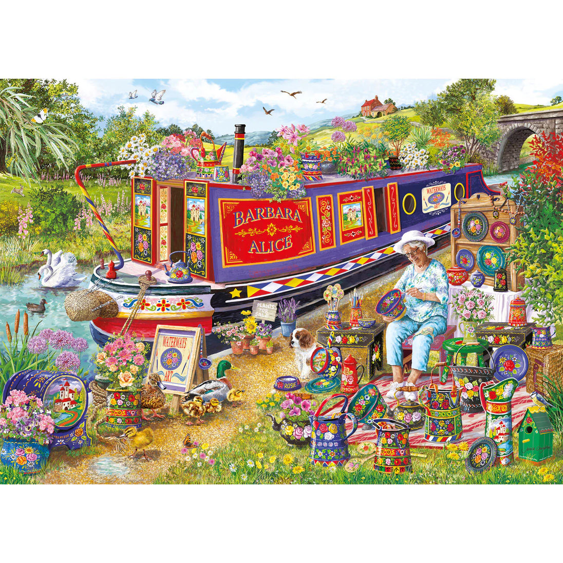 Canal Boat Blooms - Puzzel 1000 stukjes - Gibsons G6456, print