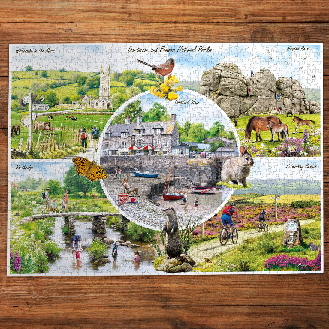 Dartmoor & Exmoor - Puzzel 1000 stukjes - Gibsons G6462, gelegde puzzel op tafel