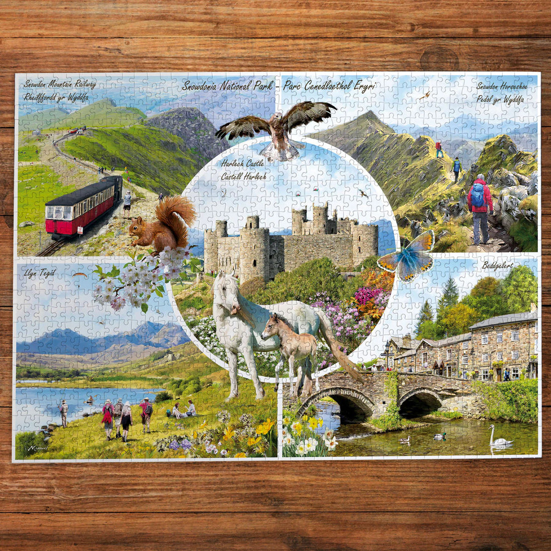 Snowdonia - Puzzel 1000 stukjes - Gibsons G6463, gelegde puzzel op tafel