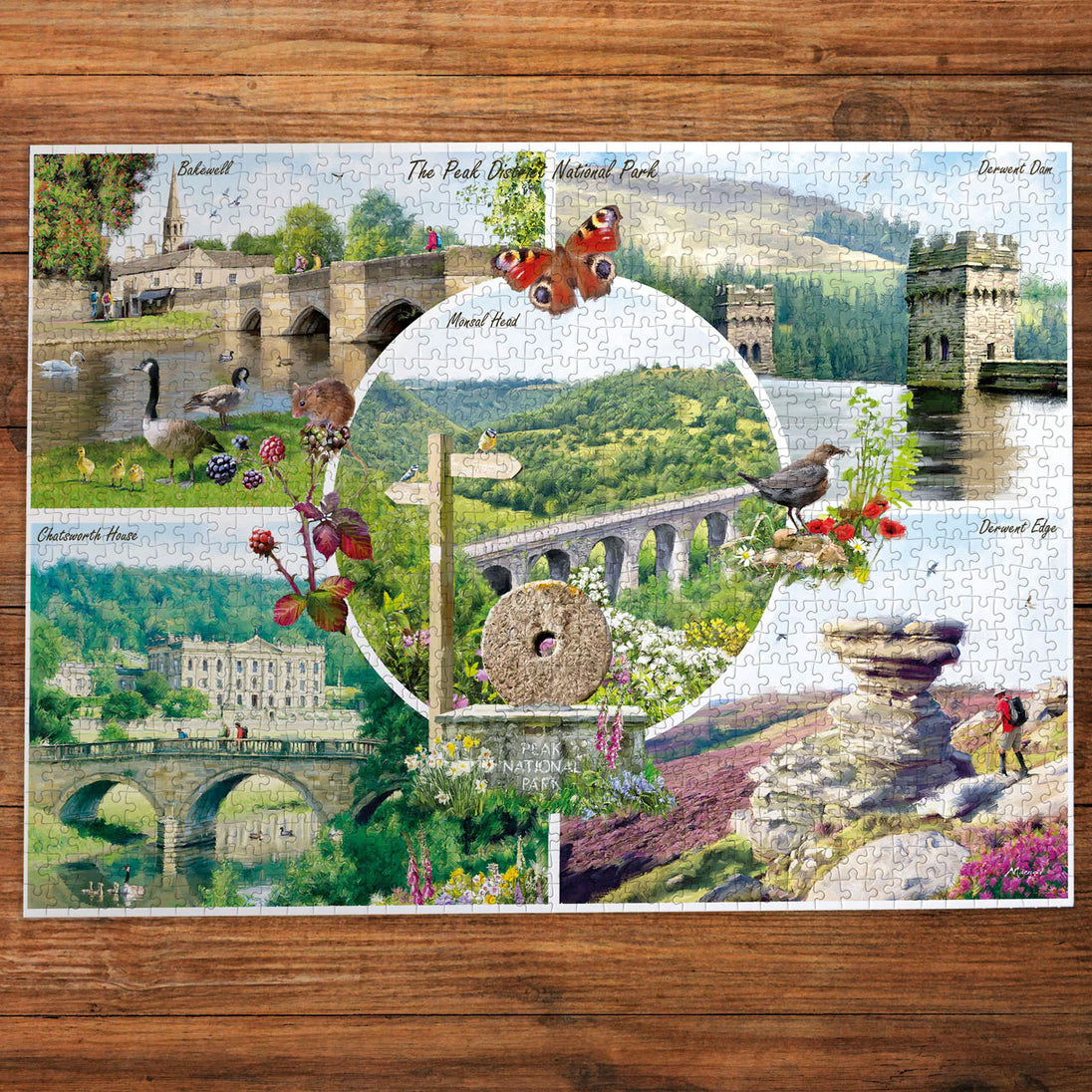 De Peak District - Puzzel 1000 stukjes - Gibsons G6464, gelegde puzzel op tafel