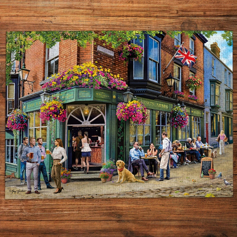 The King's Arms - Puzzel 1000 stukjes - Gibsons G6467, afgewerkte puzzel op tafel