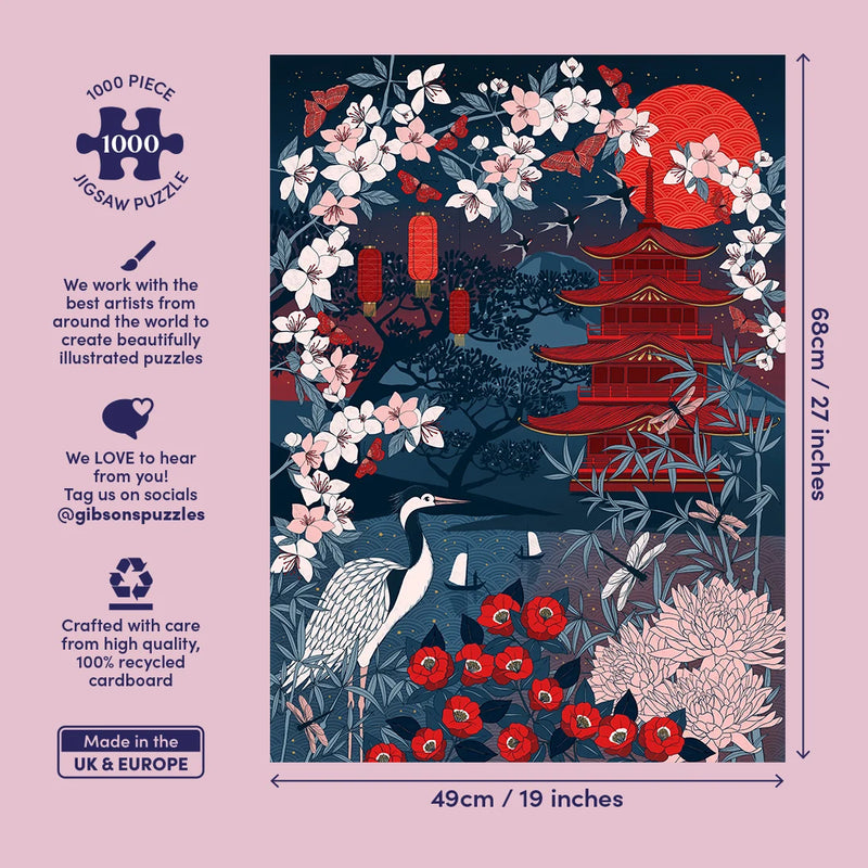 Sakura Heights - Puzzel 1000 stukjes - Gibsons G7226, achterkant van de doos