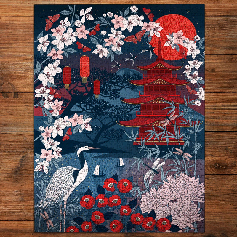 Sakura Heights - Puzzel 1000 stukjes - Gibsons G7226, afgewerkte puzzel op tafel