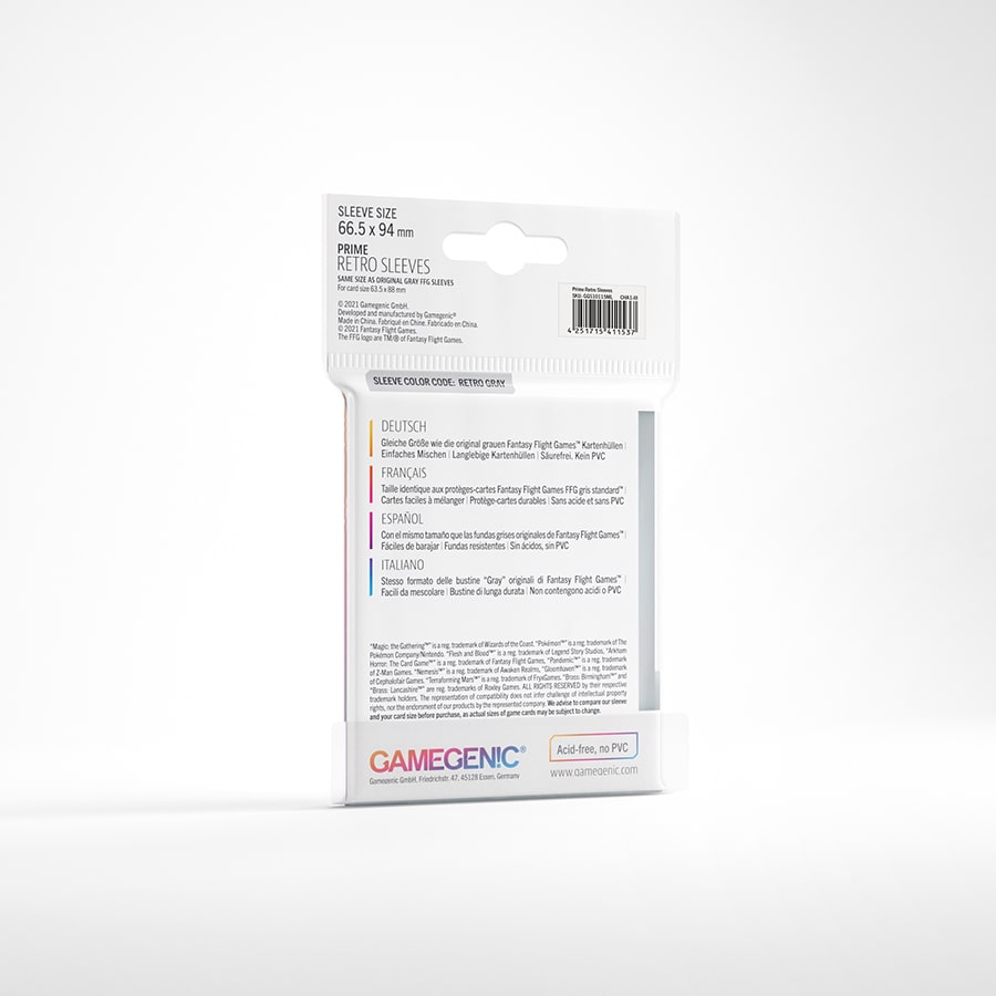 Gamegenic Prime Retro sleeves, achterkant verpakking