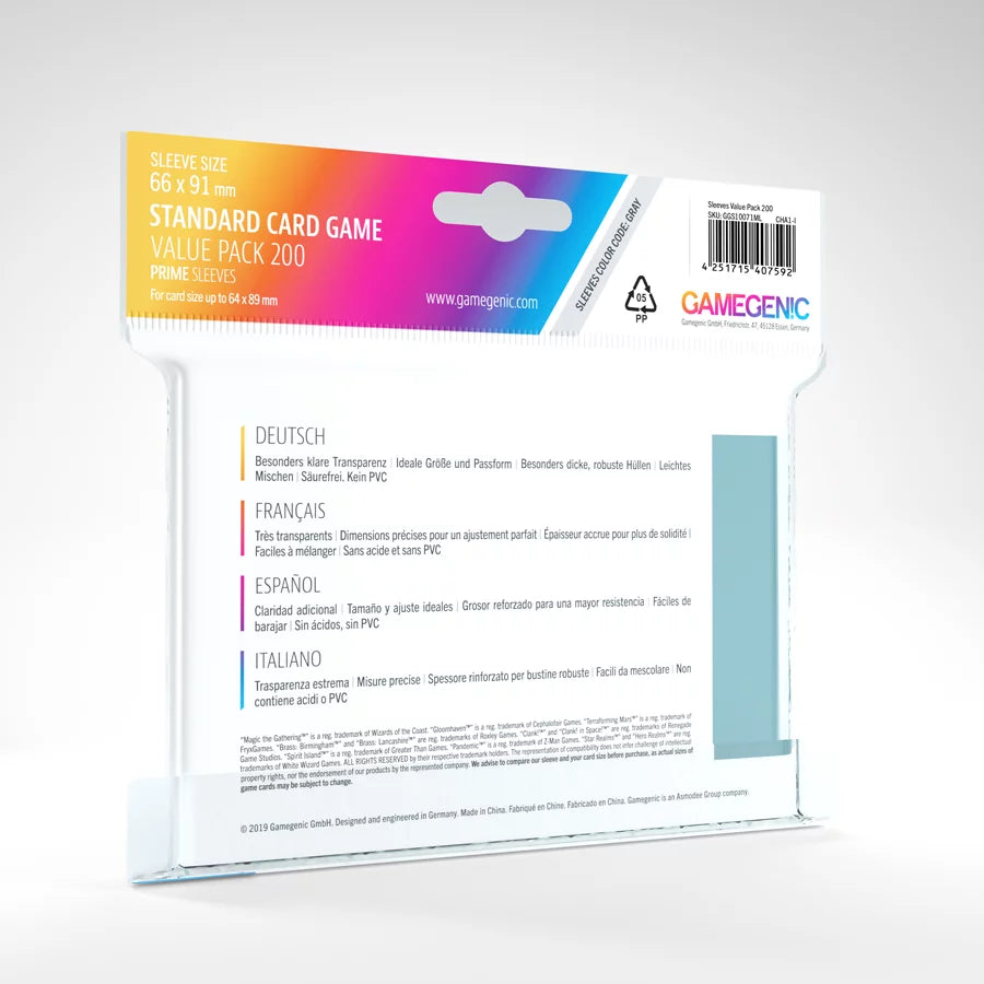 Gamegenic Prime sleeves Value Pack 200 st - 66 x 91 mm