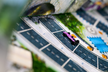Paarse racewagen op het Heat Tunnel Vision circuit