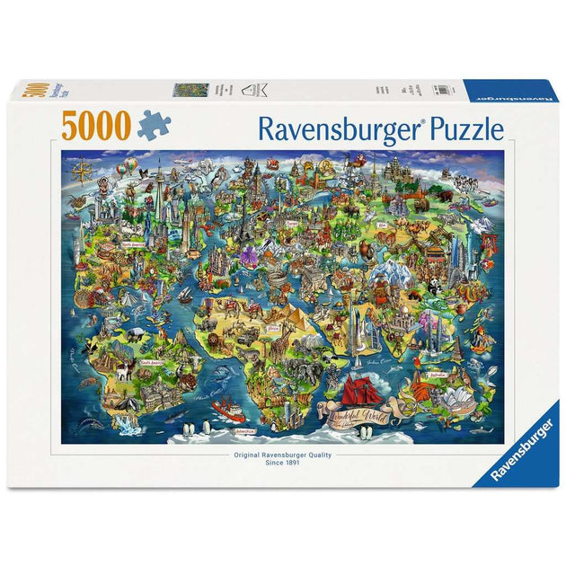 Geïlustreerde wereldkaart - Puzzel 5000 stukjes - Ravensburger 12001738, doos