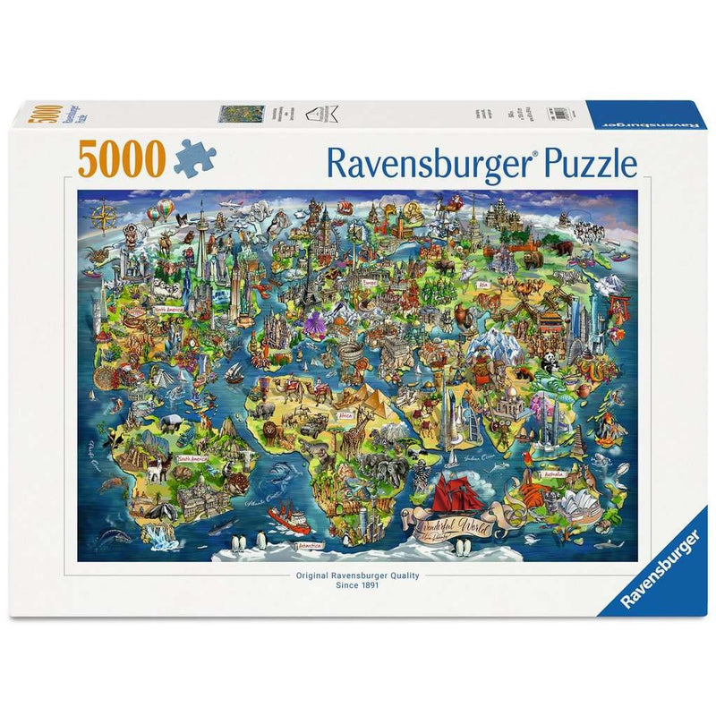 Geïlustreerde wereldkaart - Puzzel 5000 stukjes - Ravensburger 12001738, doos