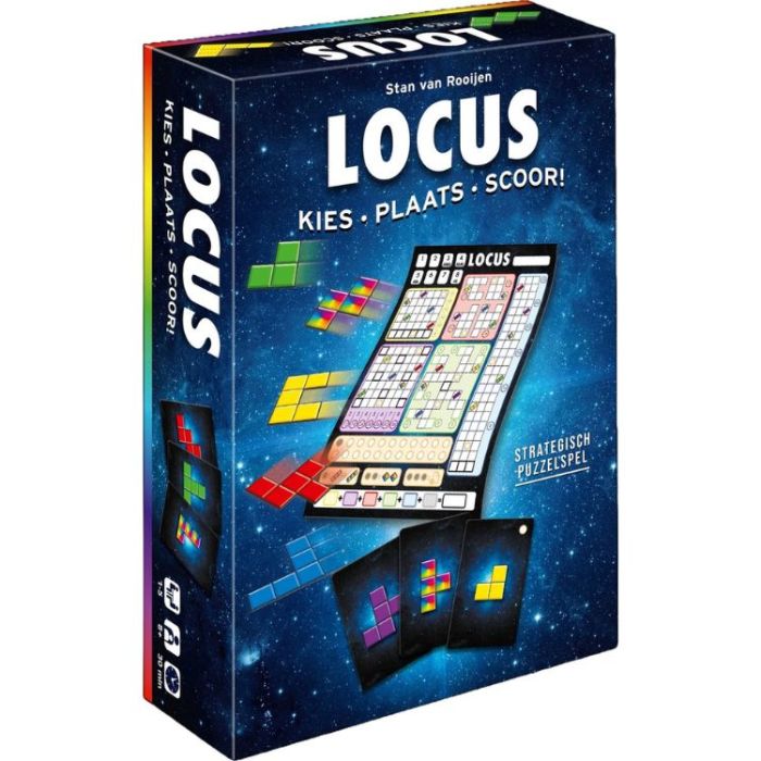 Locus - Tactisch Puzzelspel van Tucker's Fun Factory, kaarten en scoreblok, doos