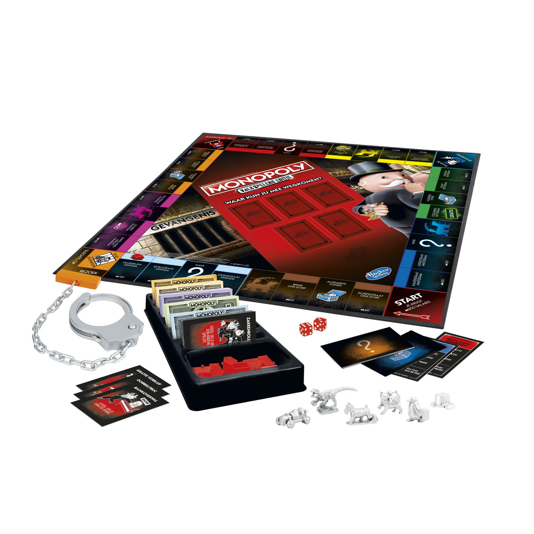 Monopoly speelonderdelen uitgestald