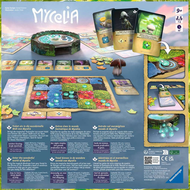 Achterkant van Mycelia bordspel doos met speluitleg