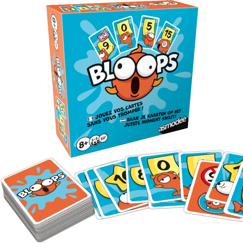 Bloops - Hylarisch kaartspel van Zygomatic, doos en kaarten