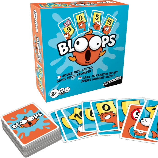 Bloops - Hylarisch kaartspel van Zygomatic, doos en kaarten