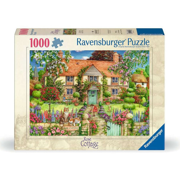 Rose Cottage - Puzzel 1000 stukjes - Ravensburger 12001985, voorkant van de doos