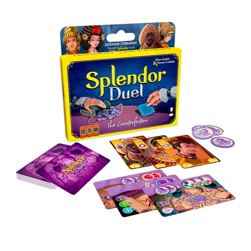 Splendor Duel: The Counterfeiters - uitbreiding, doos en onderdelen