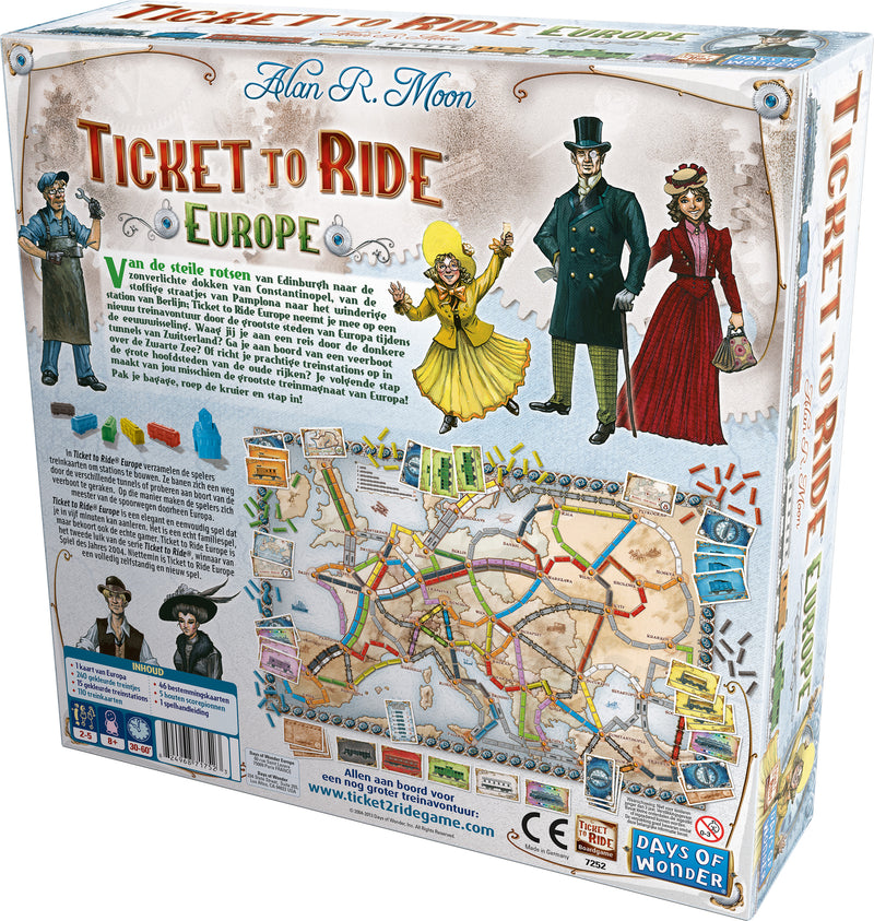 Ticket to Ride Europe gesloten doos achterkant