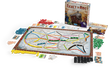 Ticket to Ride USA spelonderdelen uitgestald met gesloten doos achteraan