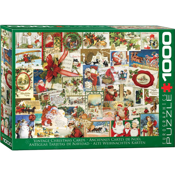 Vintage Christmas Cards - Puzzel 1000 stukjes - Eurographics, voorkant van de doos
