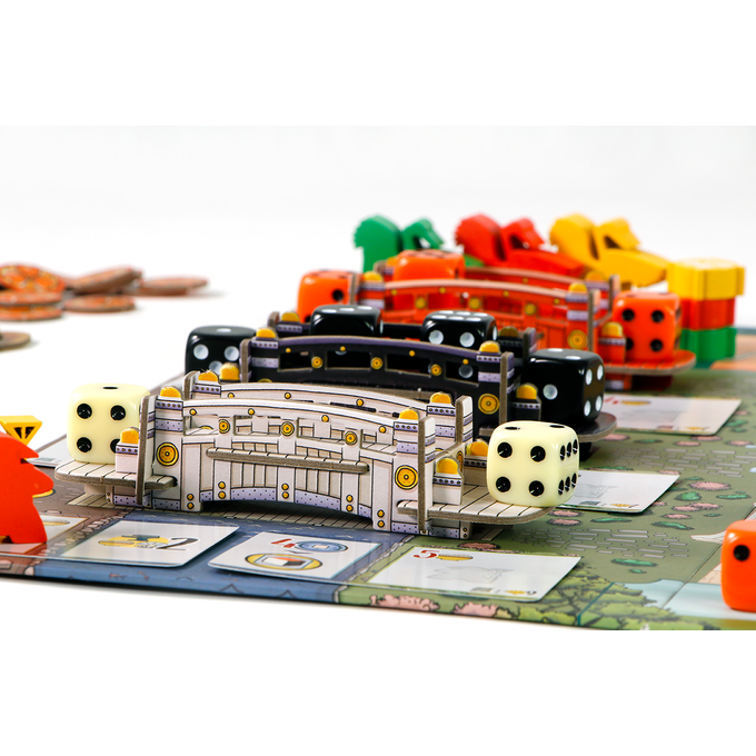 Het Witte Kasteel van Himeji - Bordspel van 999 Games, bruggen met dobbelstenen