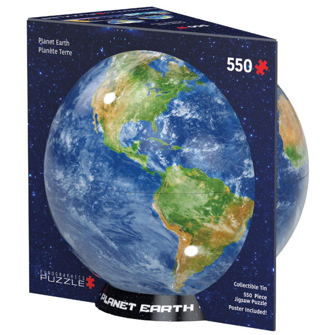 Eurographics Planet Earth puzzel verpakking – 3D blik in de vorm van de aarde met puzzel binnenin