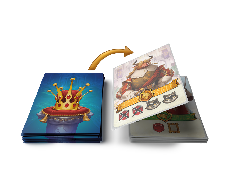 Spelmoment: kaarten worden één voor één omgedraaid in For a Crown