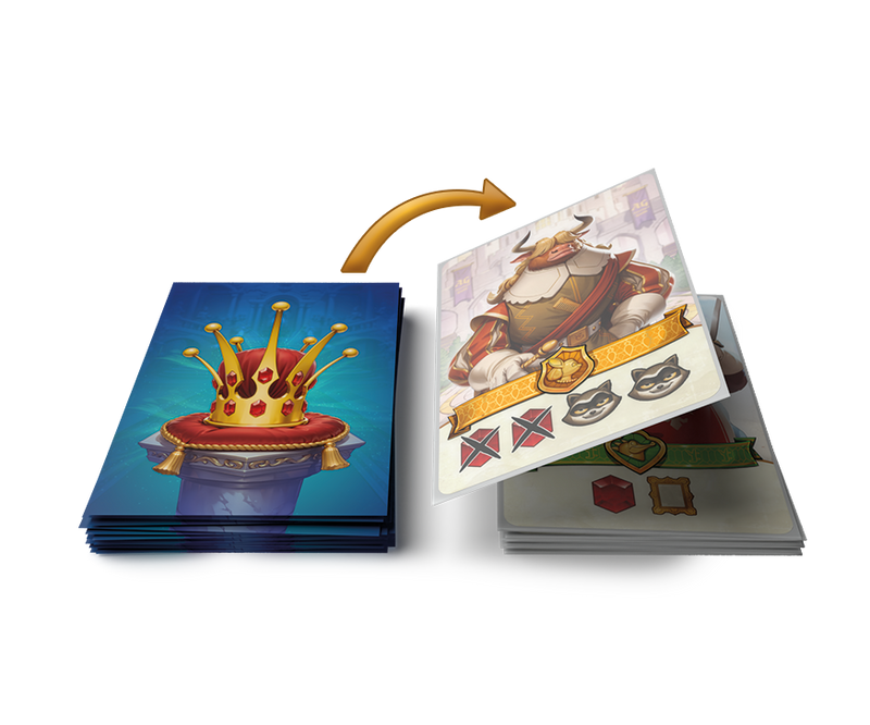 Spelmoment: kaarten worden één voor één omgedraaid in For a Crown