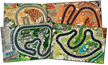 Vier verschillende spelborden met racecircuits uit het bordspel Heat