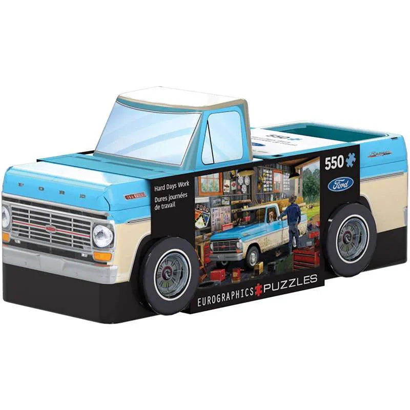 Eurographics Pick-up Truck puzzel verpakking – 3D verzamelblik in de vorm van blauwe truck